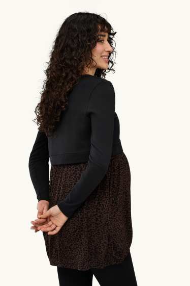 Damen - Still-Kleid - Leo-Print - schwarz