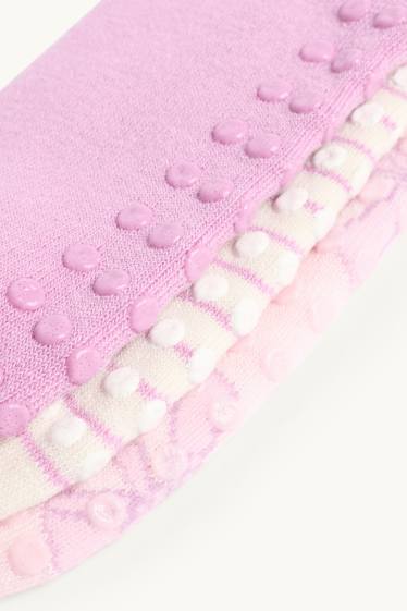 Enfants filles - Lot de 3 - chaussettes à noppes - rose