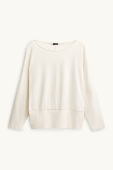 Donna - Maglia a maniche lunghe - slim fit - bianco crema