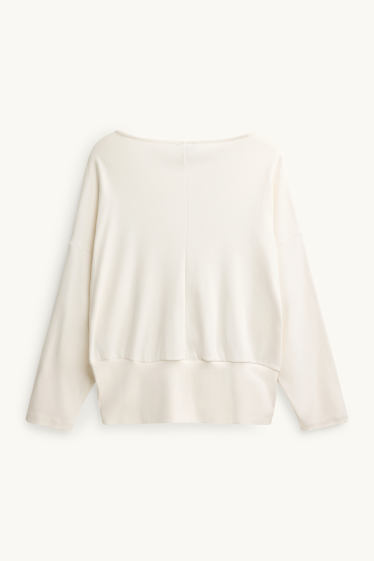 Donna - Maglia a maniche lunghe - slim fit - bianco crema