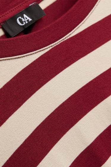 Femei - Tricou - regular fit - cu dungi - bej / bordo
