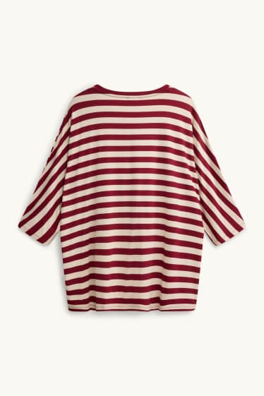 Femei - Tricou - regular fit - cu dungi - bej / bordo