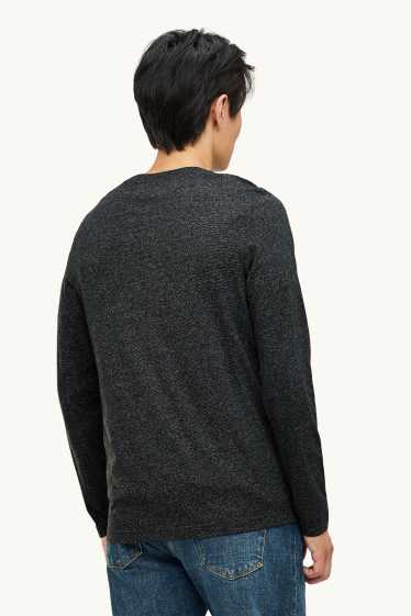 Bărbați - Tricou cu mânecă lungă - regular fit - gri închis melanj