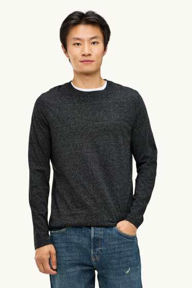 Bărbați - Tricou cu mânecă lungă - regular fit - gri închis melanj