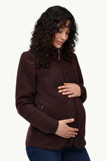 Donna - Giacca in pile premaman con inserto porta-bebè - marrone scuro