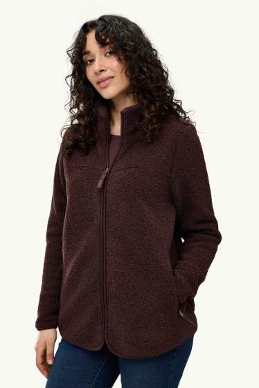 Donna - Giacca in pile premaman con inserto porta-bebè - marrone scuro