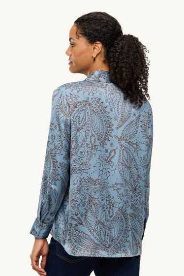 Femmes - Chemisier en satin - à motif - bleu