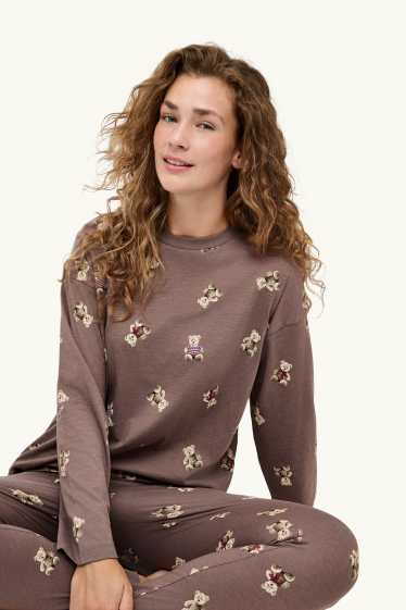 Dames - Pyjama - met patroon - bruin
