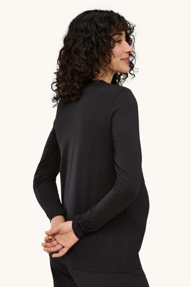 Donna - Maglia a maniche lunghe per allattamento - nero