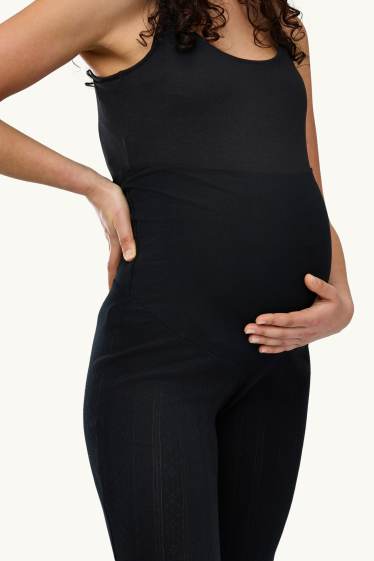 Dona - Pijama de pantaló de maternitat de punt pointelle - negre