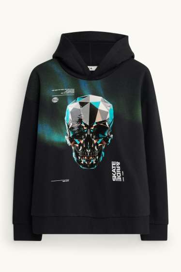 Kinder Buben - Totenkopf - Hoodie - schwarz