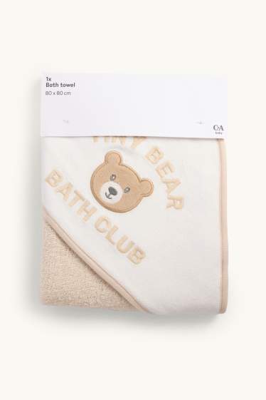 Bébés garçons - Ours en peluche - serviette de toilette bébé à capuche - 80 x 80 cm - crème