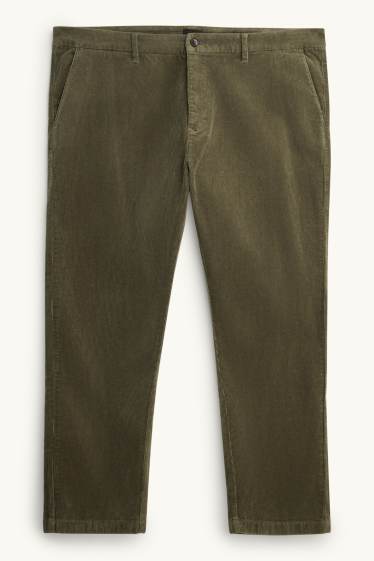 Hommes - Chino en velours côtelé - regular fit - vert foncé