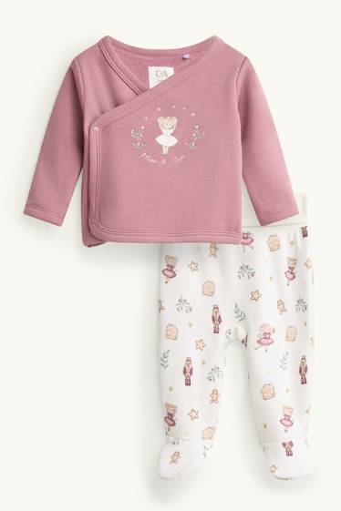 Bébés filles - Ballerine - tenue de Noël nouveau-né - doublée de peluche - blanc / rose