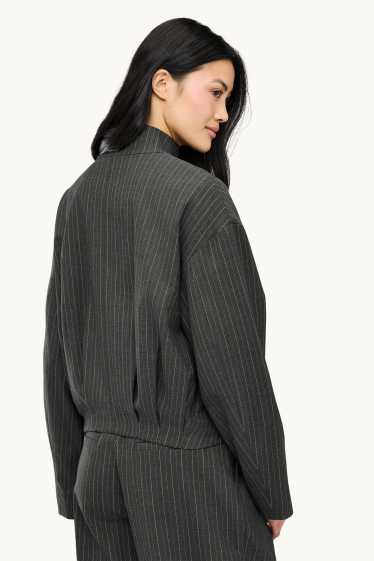 Damen - Oversized-Blazer - Nadelstreifen - dunkelgrau