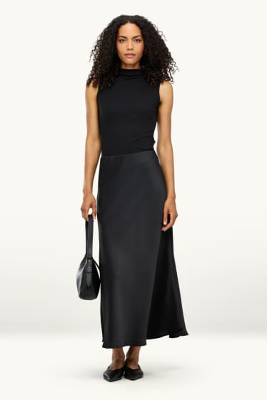 Mujer - Falda de raso - negro
