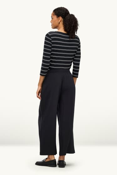 Dames - Kortere pantalon - high waist - palazzo - zwart