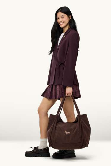 Damen - Großer Cord-Shopper - braun