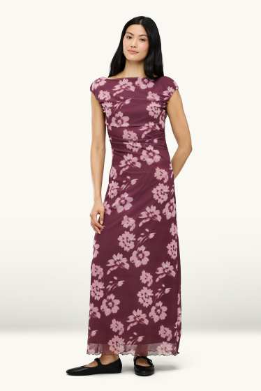 Dona - Vestit bodycon - malla - de flors - lila