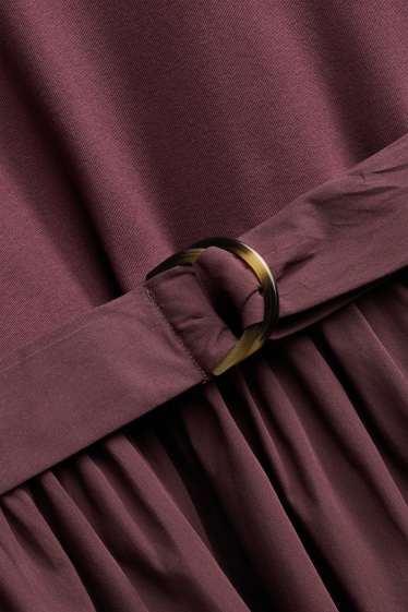 Dona - Vestit fit & flare amb cinturó - bordeus