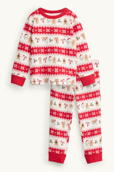 Děti - dívky - Mini Me - sněhuláci - dětské vánoční pyžamo - 2dílné - bílá/červená