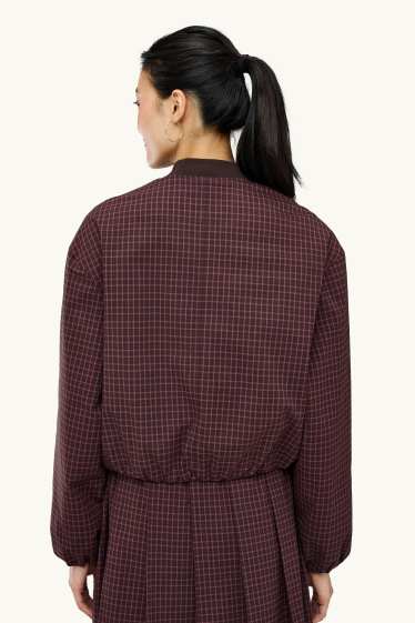 Femmes - Blazer Oversize - à carreaux - bordeaux