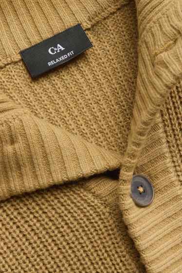 Men - Cardigan - mustard yellow