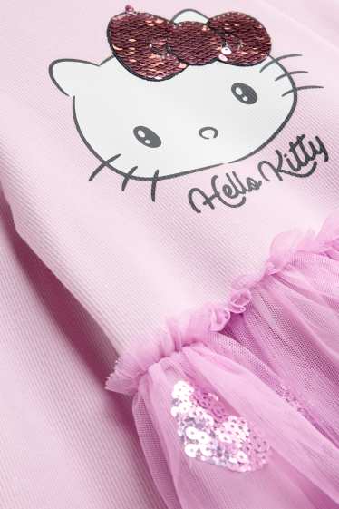 Children Girls - Hello Kitty and heart - dress - shiny - purple