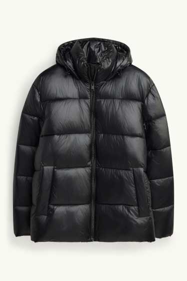 Herren - Steppjacke mit Kapuze - gefüttert - wasserabweisend - schwarz