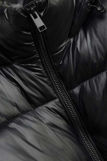 Herren - Steppjacke mit Kapuze - gefüttert - wasserabweisend - schwarz