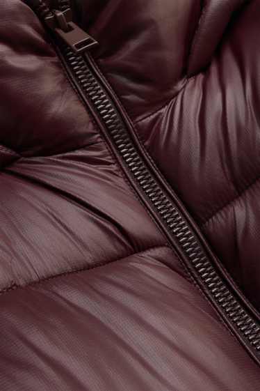 Men - Quilted jacket with hood - lined - water-repellent - dark brown