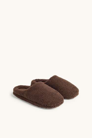 Femmes - Chaussons en peluche - marron foncé