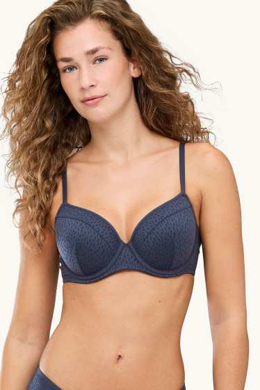 Femmes - Soutien-gorge à armature - FULL COVERAGE - ampliforme - finition texturée - bleu foncé