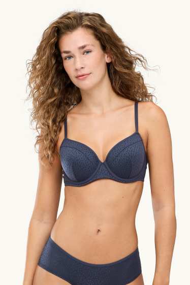 Femmes - Soutien-gorge à armature - FULL COVERAGE - ampliforme - finition texturée - bleu foncé