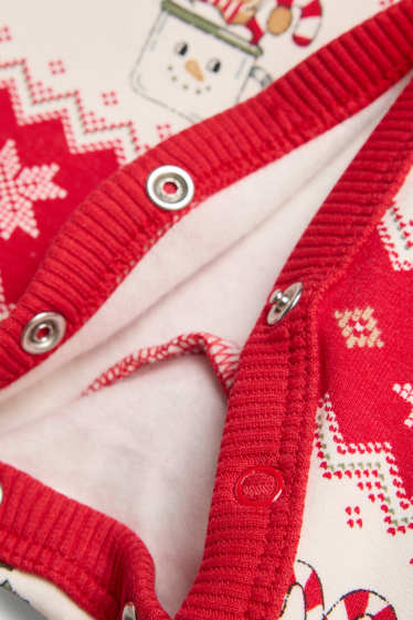 Unisex - Mini Me - Schneemann - Baby-Weihnachts-Schlafanzug - weiß / rot