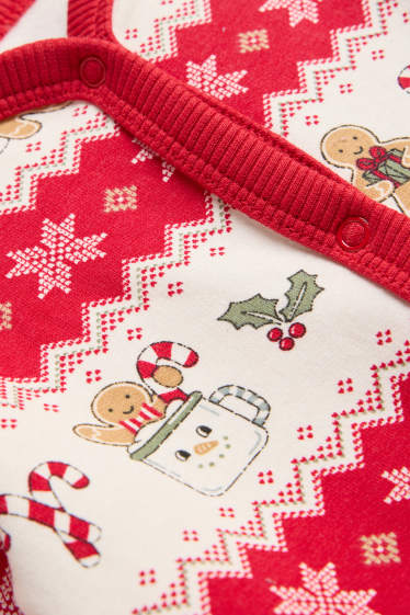 Unisex - Mini Me - Schneemann - Baby-Weihnachts-Schlafanzug - weiß / rot