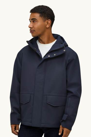 Hommes - Veste de sport avec capuche - doublée - imperméable - bleu foncé