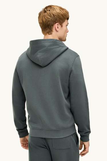 Hommes - Sweat zippé en molleton avec capuche - vert