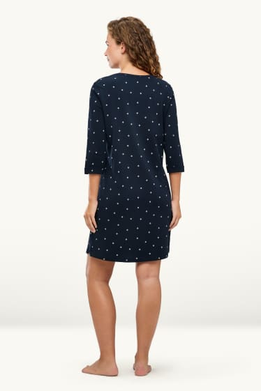 Dona - Camisa de dormir - de flors - blau fosc / blanc