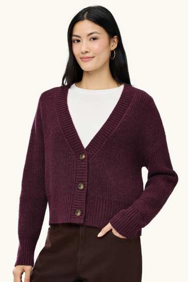 Dames - Vest - geribd - paars