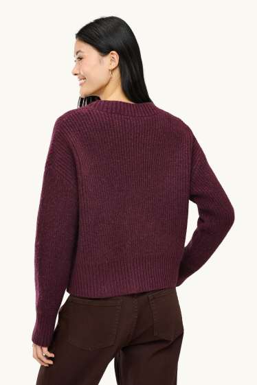 Dames - Vest - geribd - paars