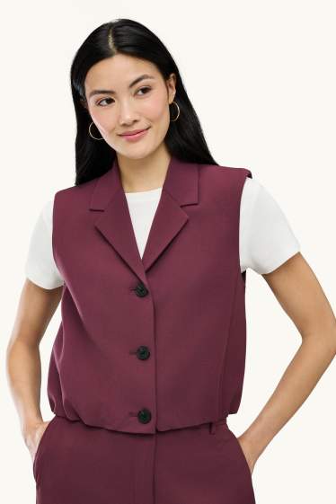 Damen - Weste - Regular Fit - bordeaux