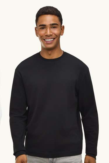 Uomo - Maglia a maniche lunghe - relaxed fit - nero