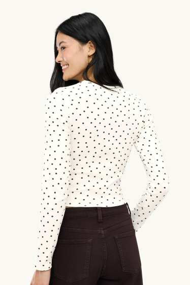 Dona - Samarreta de màniga llarga - slim fit - de piquets - blanc