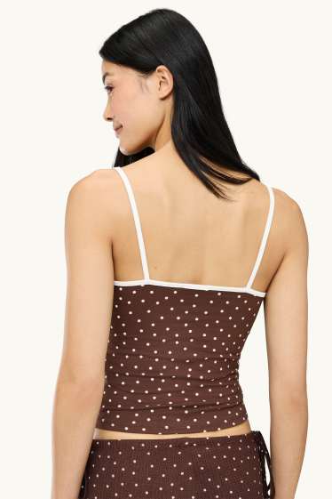 Femei - Top crop - cu buline - maro