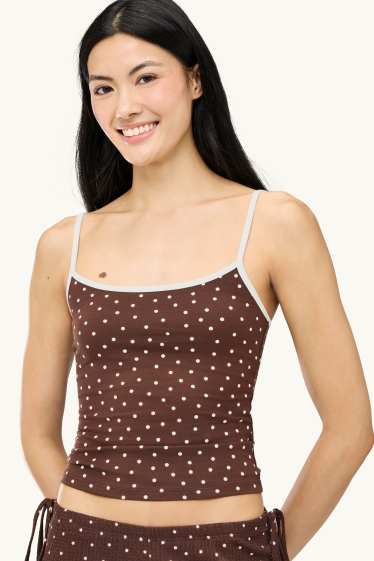 Femei - Top crop - cu buline - maro