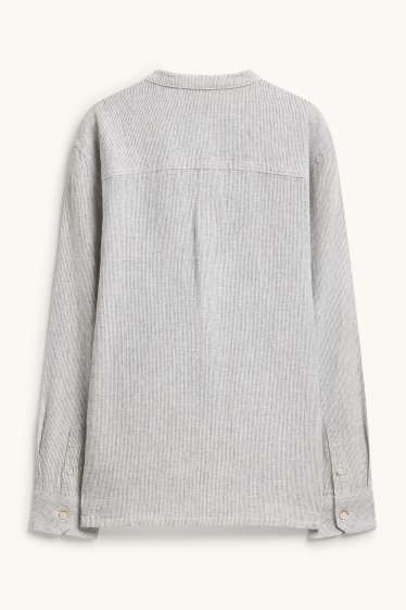 Bambini - Camicia - misto lino - a righe - grigio chiaro