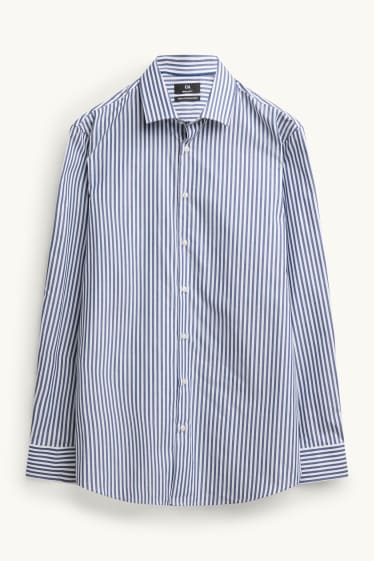Men - Shirt - regular fit - kent collar - striped - blue / white