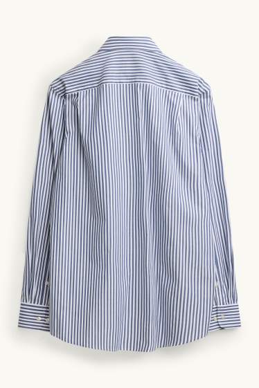 Men - Shirt - regular fit - kent collar - striped - blue / white