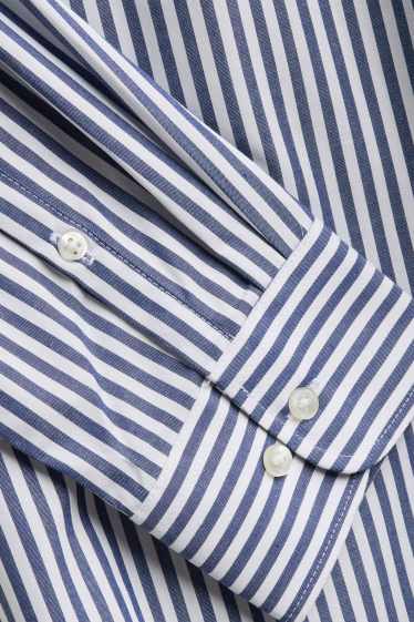 Men - Shirt - regular fit - kent collar - striped - blue / white